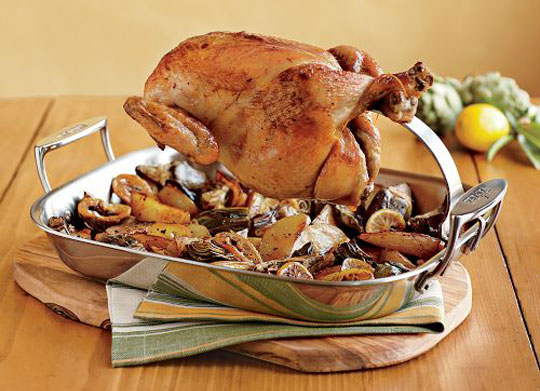 Love our All Clad Chicken Roaster from William Sonoma. Best Chicken ever!