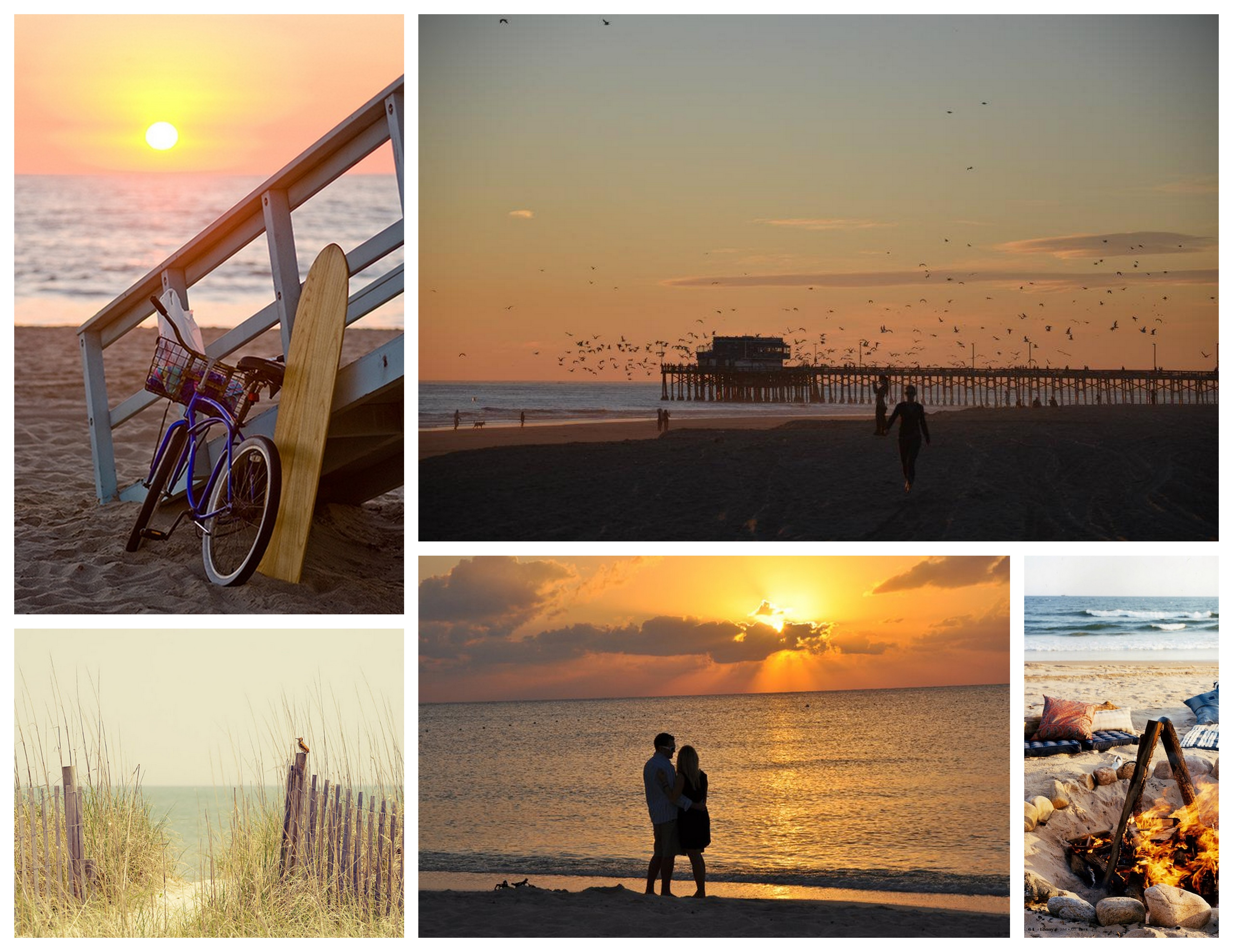 {bicycle :: pier :: dunes :: sunset :: camp fire}